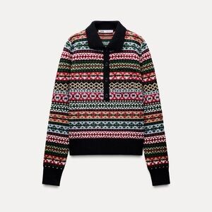 Zara Colorful Patterned Sweater, Size Large